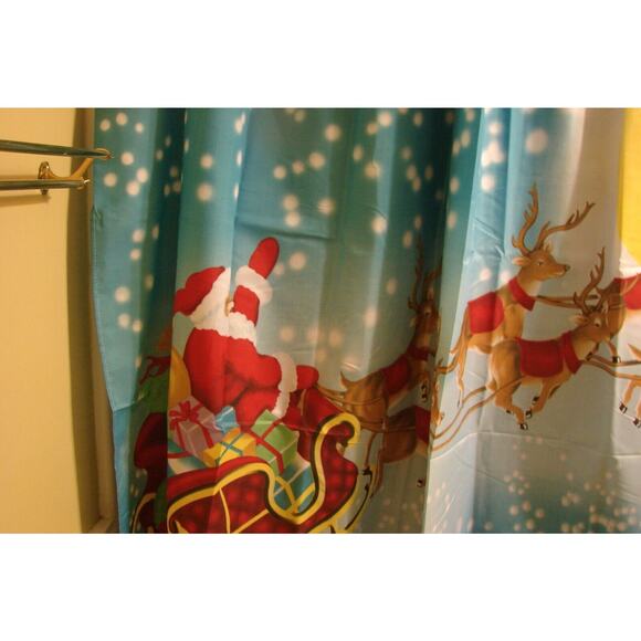 Christmas Shower Curtin Never Used still in package - Picture 3 of 5